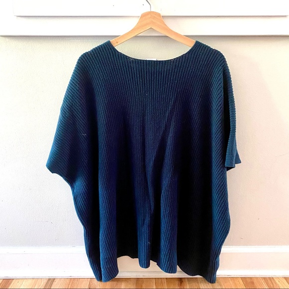 Cabi Flex Knit Sweater Poncho Pullover Blue Green - Picture 5 of 6